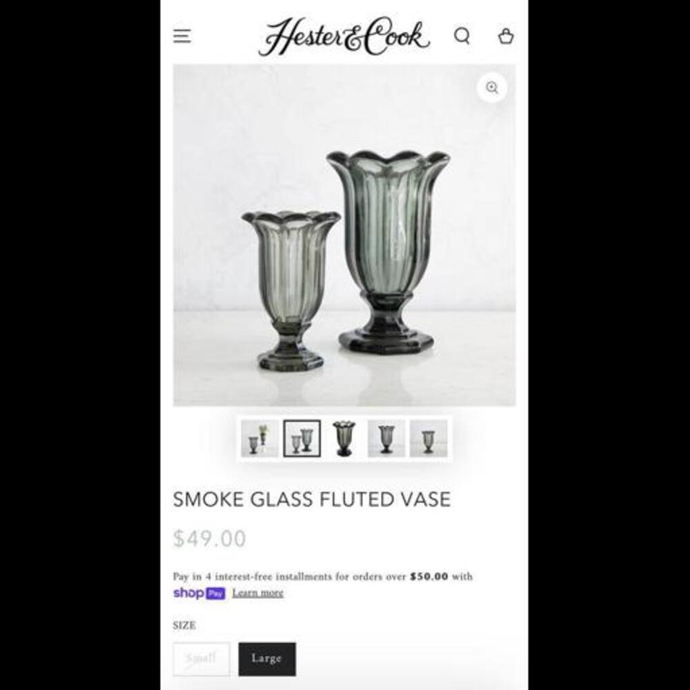 GORGEOUS Smoke Glass Fluted Vase